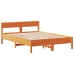 Cama con estantería sin colchón madera maciza marrón 140x190 cm