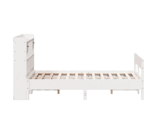 Cama con estantería sin colchón madera maciza blanca 135x190 cm