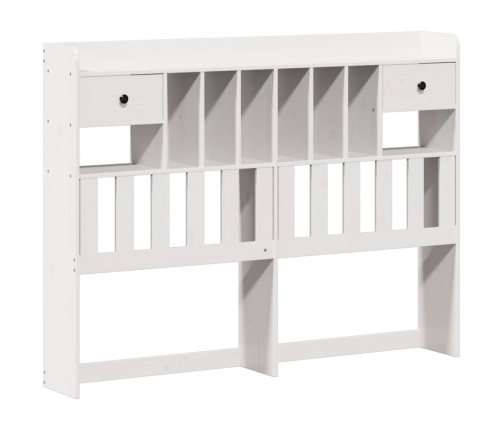Cama con estantería sin colchón madera maciza blanca 135x190 cm