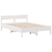 Cama con estantería sin colchón madera maciza blanca 120x190 cm