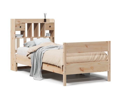 Cama con estantería sin colchón madera maciza de pino 90x190 cm