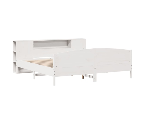 Cama con estantería sin colchón madera maciza blanca 200x200 cm