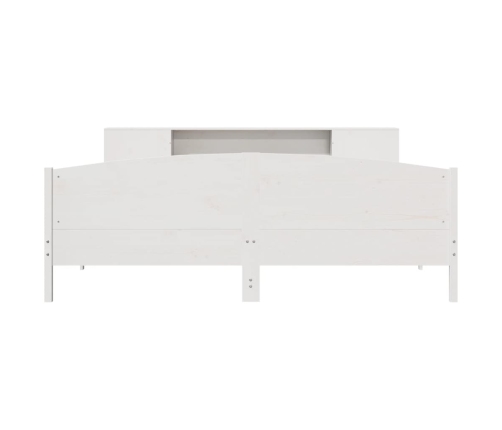 Cama con estantería sin colchón madera maciza blanca 200x200 cm
