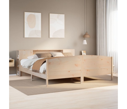 Cama con estantería sin colchón madera maciza de pino 180x200cm