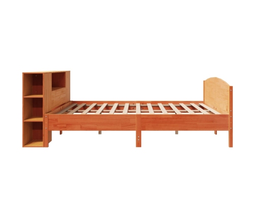 Cama con estantería sin colchón madera maciza marrón 180x200cm