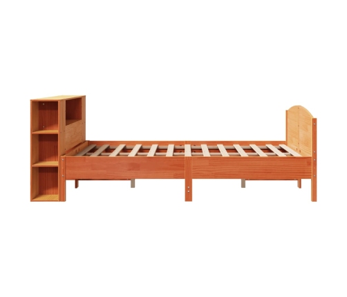 Cama con estantería sin colchón madera maciza marrón 160x200 cm