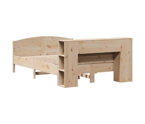 Cama con estantería sin colchón madera maciza de pino 120x200cm