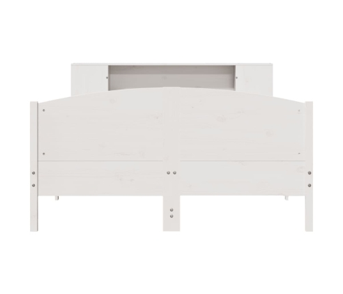 Cama con estantería sin colchón madera maciza blanca 120x200 cm
