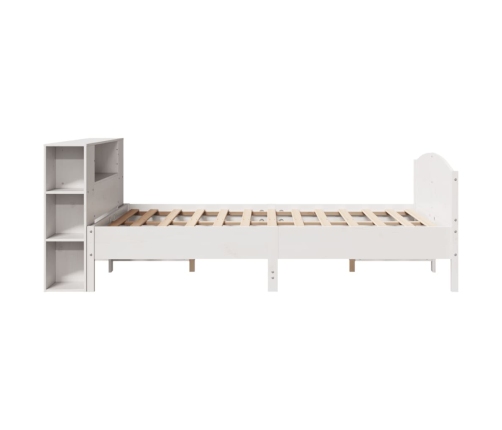Cama con estantería sin colchón madera maciza blanca 120x200 cm