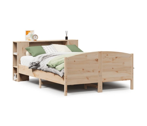 Cama con estantería sin colchón madera maciza de pino 140x190cm