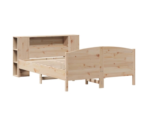 Cama con estantería sin colchón madera maciza de pino 120x190cm