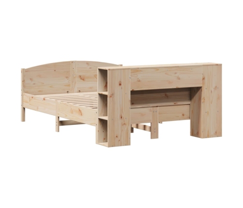 Cama con estantería sin colchón madera maciza de pino 120x190cm