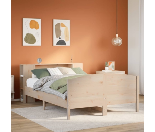 Cama con estantería sin colchón madera maciza de pino 120x190cm