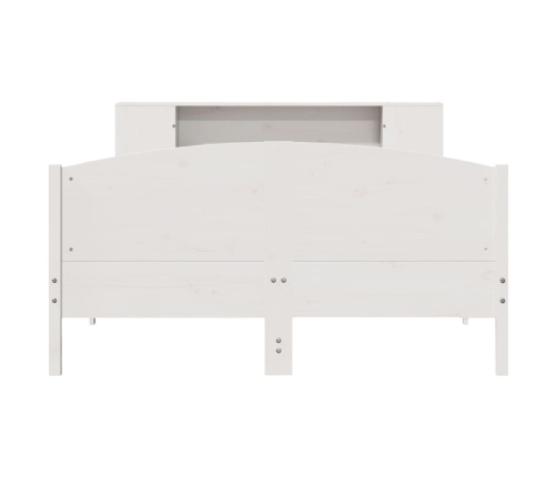 Cama con estantería sin colchón madera maciza blanca 120x190 cm