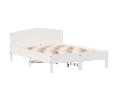 Cama con estantería sin colchón madera maciza blanca 120x190 cm