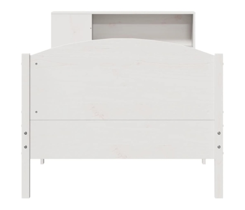 Cama con estantería sin colchón madera maciza blanca 100x200 cm