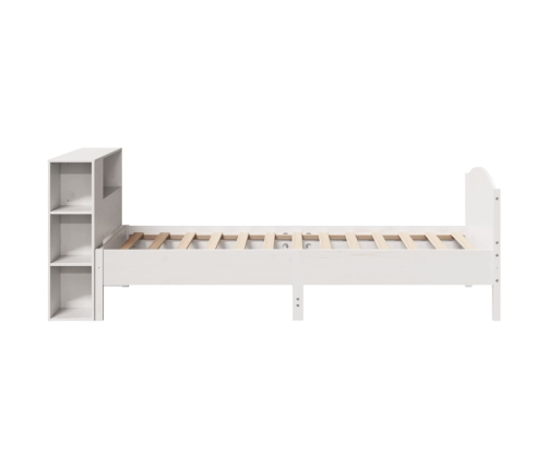Cama con estantería sin colchón madera maciza blanca 100x200 cm