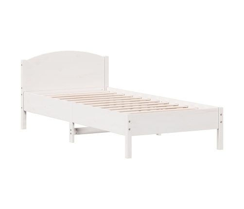 Cama con estantería sin colchón madera maciza blanca 100x200 cm