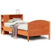 Cama con estantería sin colchón madera maciza marrón 100x200 cm