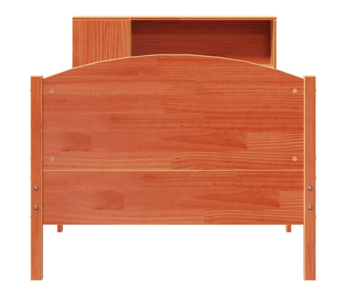 Cama con estantería sin colchón madera maciza marrón 100x200 cm