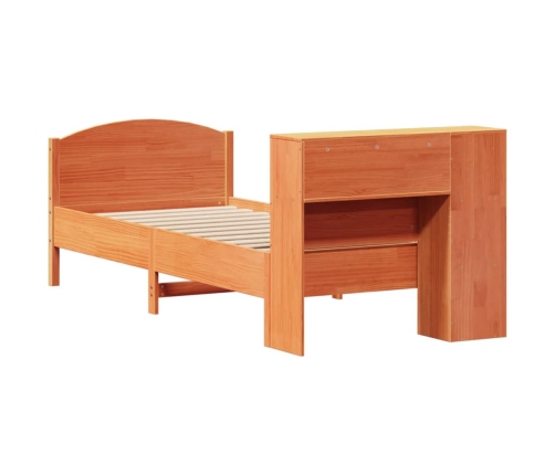 Cama con estantería sin colchón madera maciza marrón 100x200 cm