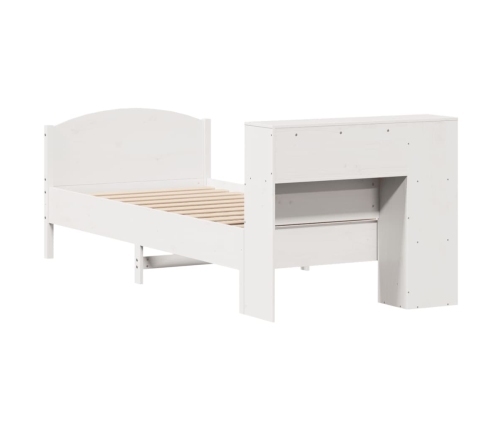Cama con estantería sin colchón madera maciza blanco 90x200 cm