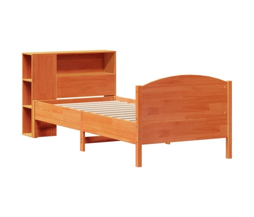 Cama con estantería sin colchón madera maciza marrón 90x190 cm