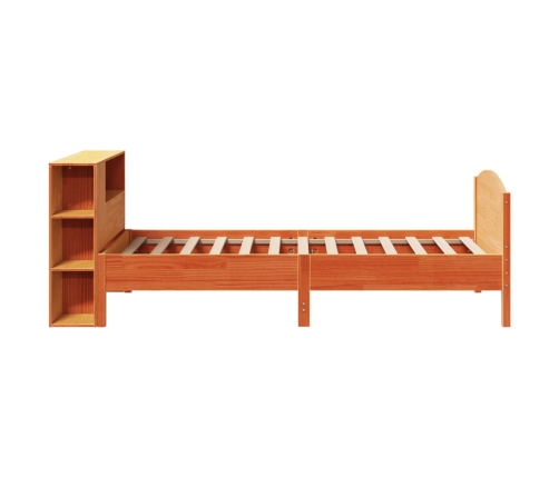 Cama con estantería sin colchón madera maciza marrón 90x190 cm