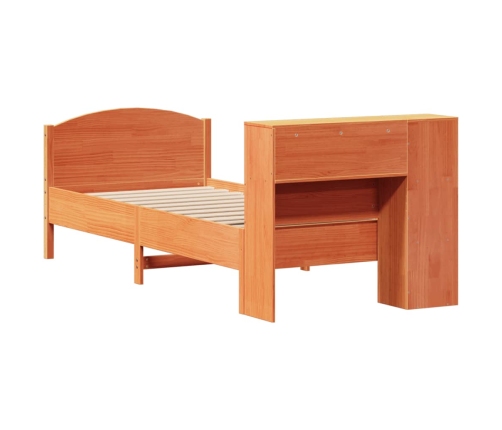 Cama con estantería sin colchón madera maciza marrón 90x190 cm