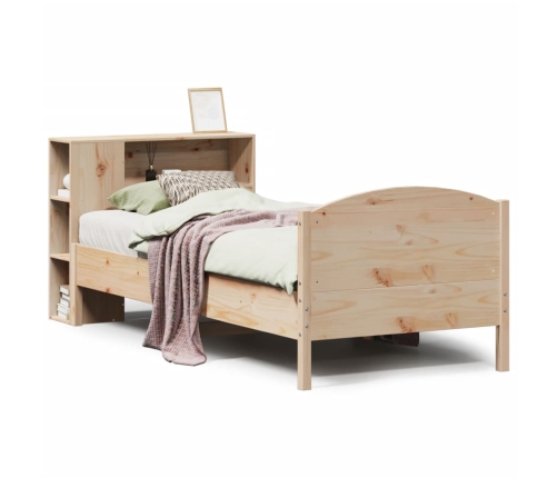 Cama con estantería sin colchón madera maciza de pino 75x190 cm