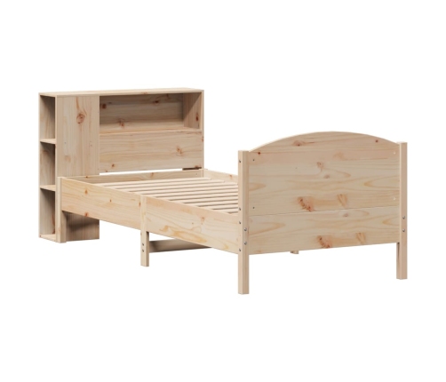 Cama con estantería sin colchón madera maciza de pino 75x190 cm