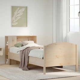 Cama con estantería sin colchón madera maciza de pino 75x190 cm