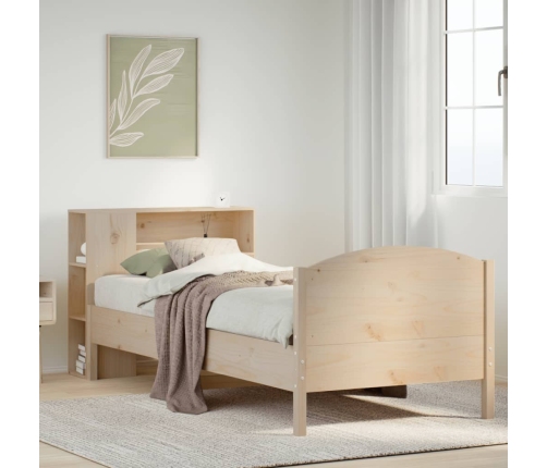 Cama con estantería sin colchón madera maciza de pino 75x190 cm