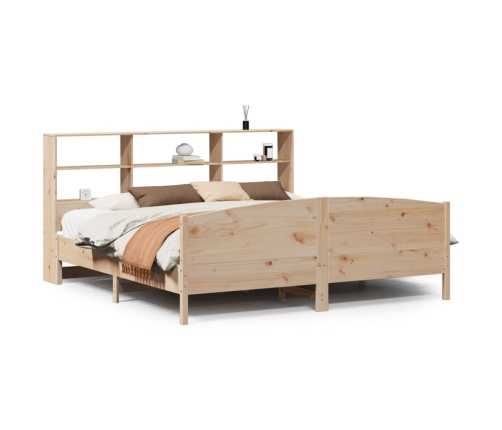 Cama con estantería sin colchón madera maciza de pino 200x200cm