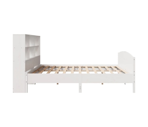 Cama con estantería sin colchón madera maciza blanca 200x200 cm