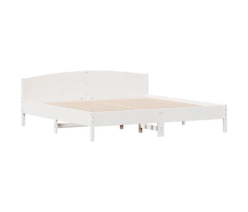 Cama con estantería sin colchón madera maciza blanca 200x200 cm