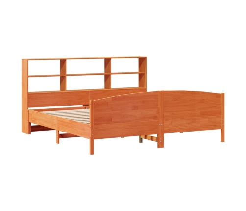 Cama con estantería sin colchón madera maciza marrón 200x200 cm