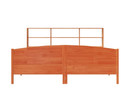 Cama con estantería sin colchón madera maciza marrón 200x200 cm