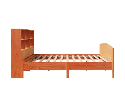 Cama con estantería sin colchón madera maciza marrón 200x200 cm