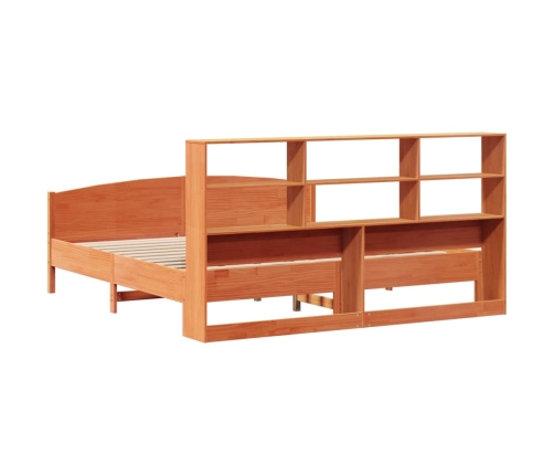 Cama con estantería sin colchón madera maciza marrón 200x200 cm