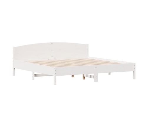 Cama con estantería sin colchón madera maciza blanca 180x200 cm