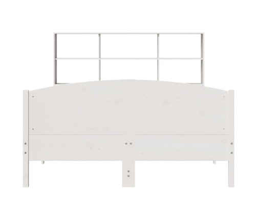 Cama con estantería sin colchón madera maciza blanca 160x200 cm