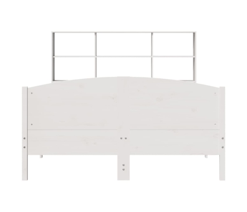 Cama con estantería sin colchón madera maciza blanca 150x200 cm