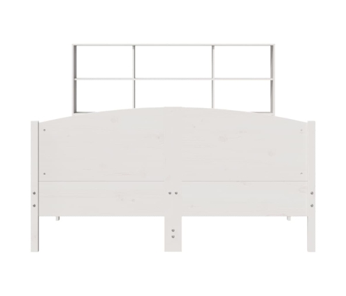 Cama con estantería sin colchón madera maciza blanca 140x200 cm