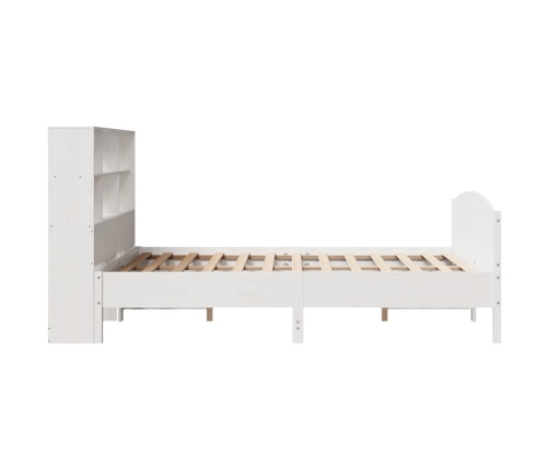 Cama con estantería sin colchón madera maciza blanca 140x200 cm