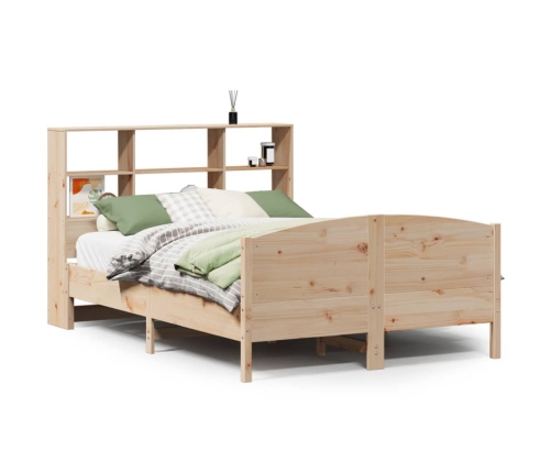 Cama con estantería sin colchón madera maciza de pino 140x190cm