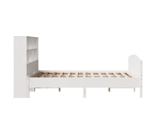 Cama con estantería sin colchón madera maciza blanca 140x190 cm