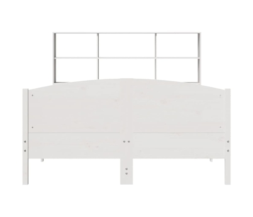 Cama con estantería sin colchón madera maciza blanca 135x190 cm