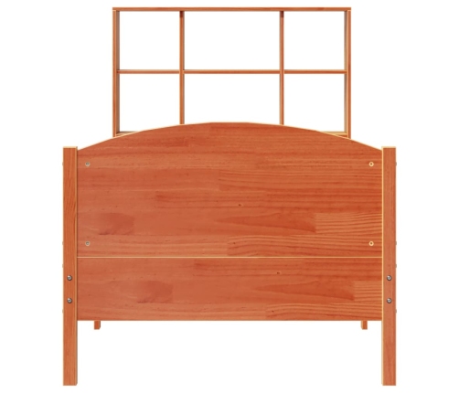 Cama con estantería sin colchón madera maciza marrón 90x190 cm