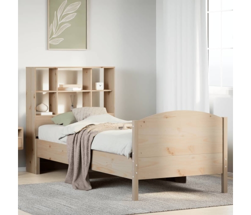 Cama con estantería sin colchón madera maciza de pino 75x190 cm